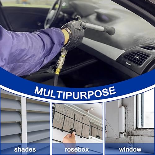 Miniatura 7 de Pistola de limpieza de automóvil, pistola de aire de alta presión con 2 boquillas de juego, limpieza interior del automóvil para tapicería de