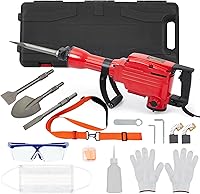 ActiveTrail 2200W Electric Jackhammer Demolition Hammer w/ 4 Bits, Vibration Reduction, Case, Gloves & Earplugs