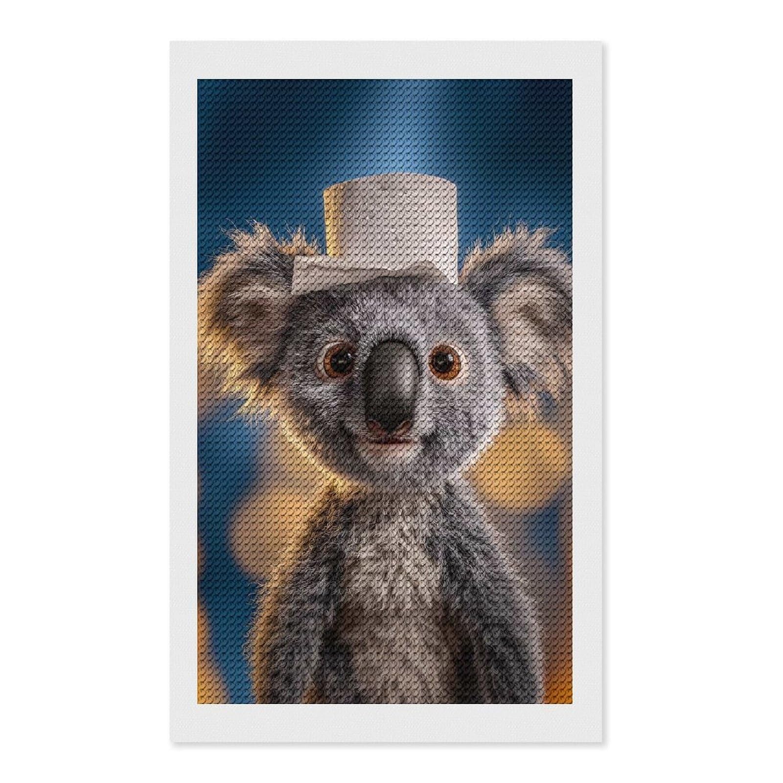 Junmoney Koala with Toilet Paper Hat Diamond Painting Kit 12"x20", Festive Craft Gift, Bedroom Decor, Full Kit Included, Creative Gift Idea