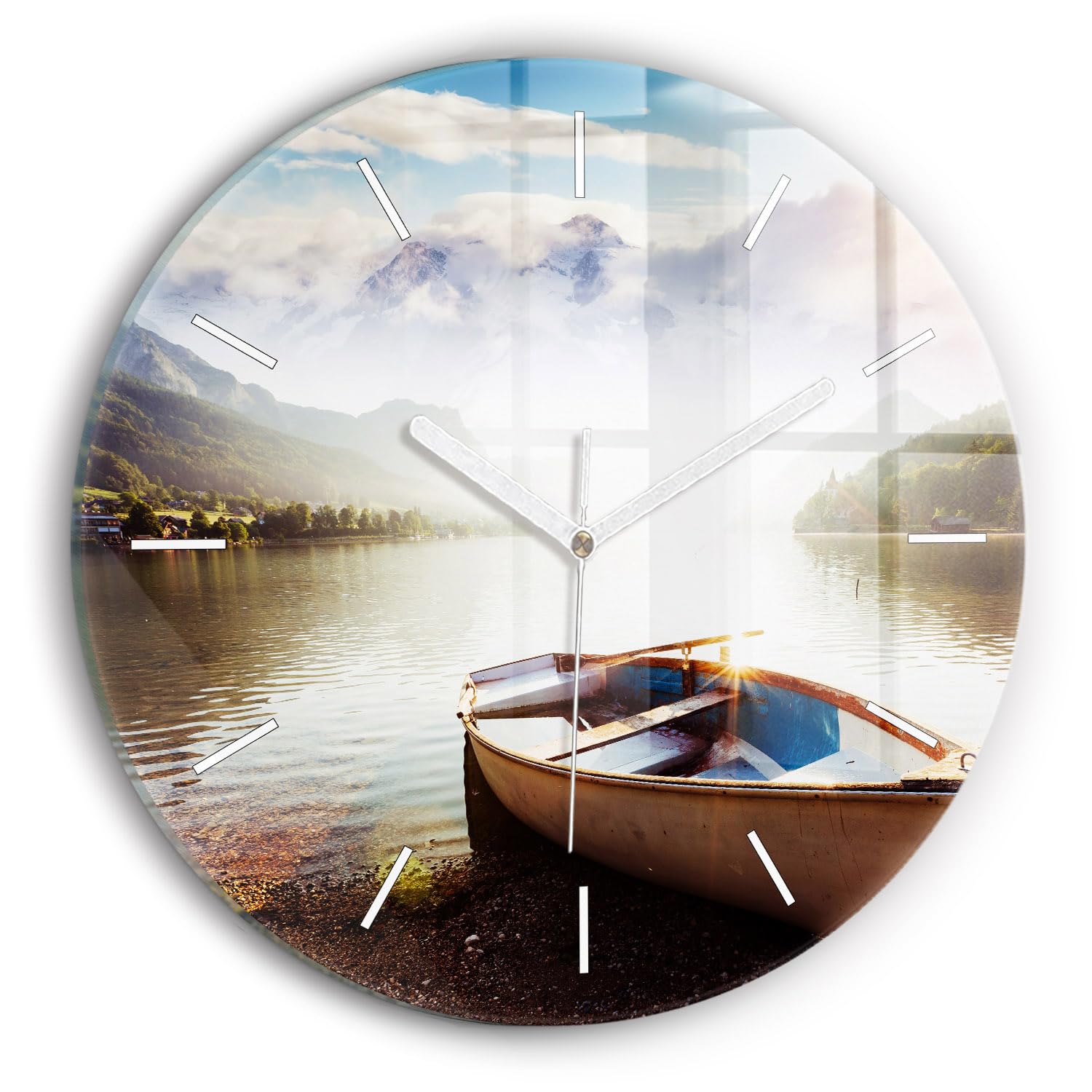 Horloge en verre moderne 30 cm Wallfluent mécanisme silencieux couleurs vives