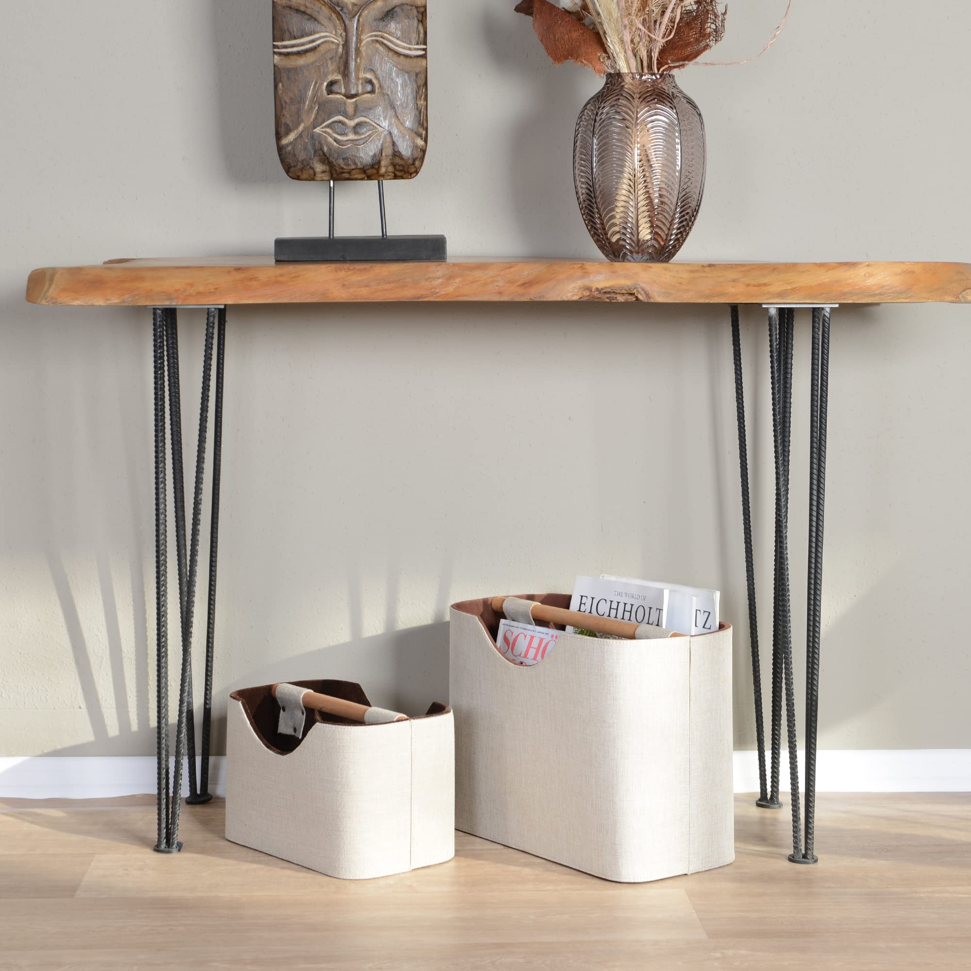 Portariviste in tessuto, 30 cm, in legno, stile moderno, colore marrone