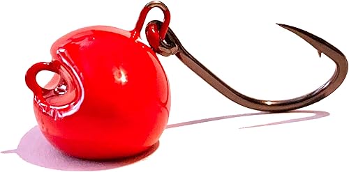 Miniatura 2 de Fiddler Red Sheepshead Jigs - Jigs Swing Jigs - 1/4oz, 3/8oz, 1/2oz, 1oz - 1/0, 2/0, 3/0 Mustad Pulpo Hook - Paquete de 3