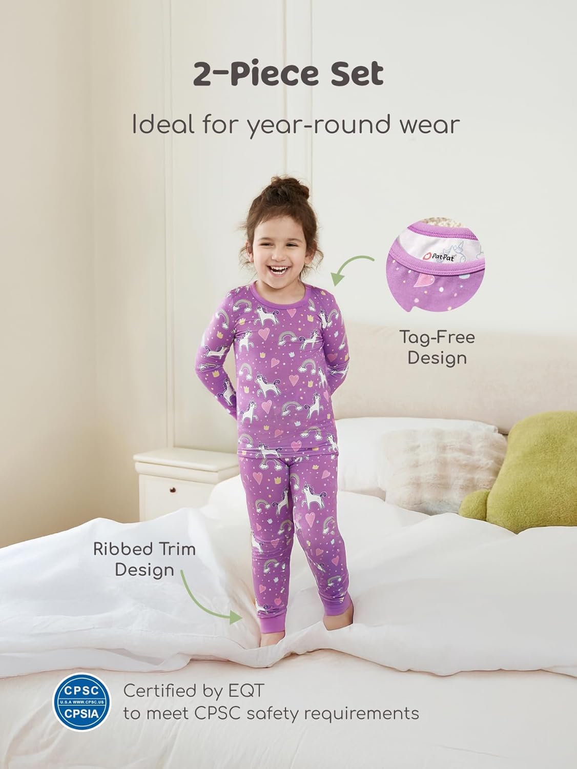 PATPAT Bamboo Viscose Pajama Sets for Toddler Boys & Girls Baby Kids, Ultra-soft Snug fit Pjs Sleepers for Birthday Holiday - Image 2