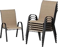 Vista 18 de UDPATIO Juego de 2 sillas de patio, sillas de comedor apilables plateadas para exteriores con respaldo alto, silla de tela de textileno transpirable