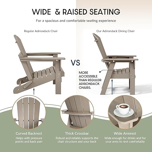 Vista 234 de WestinTrends Malibu Malibu Patio al aire libre HDPE plástico Adirondack silla comedor teca