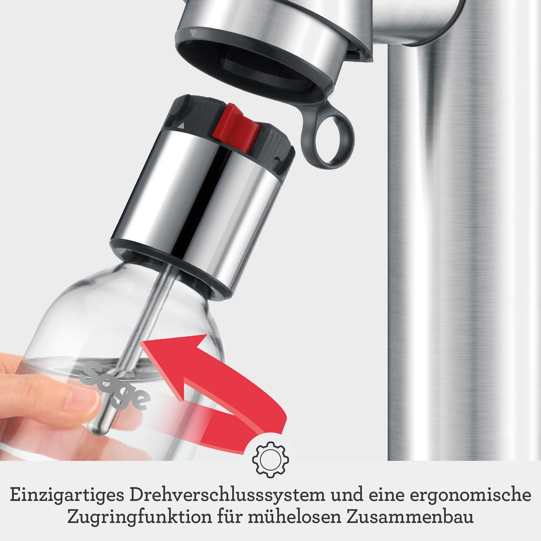 Sage - The InFizz Fusion Home Soda Maker - Für sprudelndes Wasser, Saft, Tee, Cocktails und alle sprudelnden Getränke, Gebürsteter Edelstahl