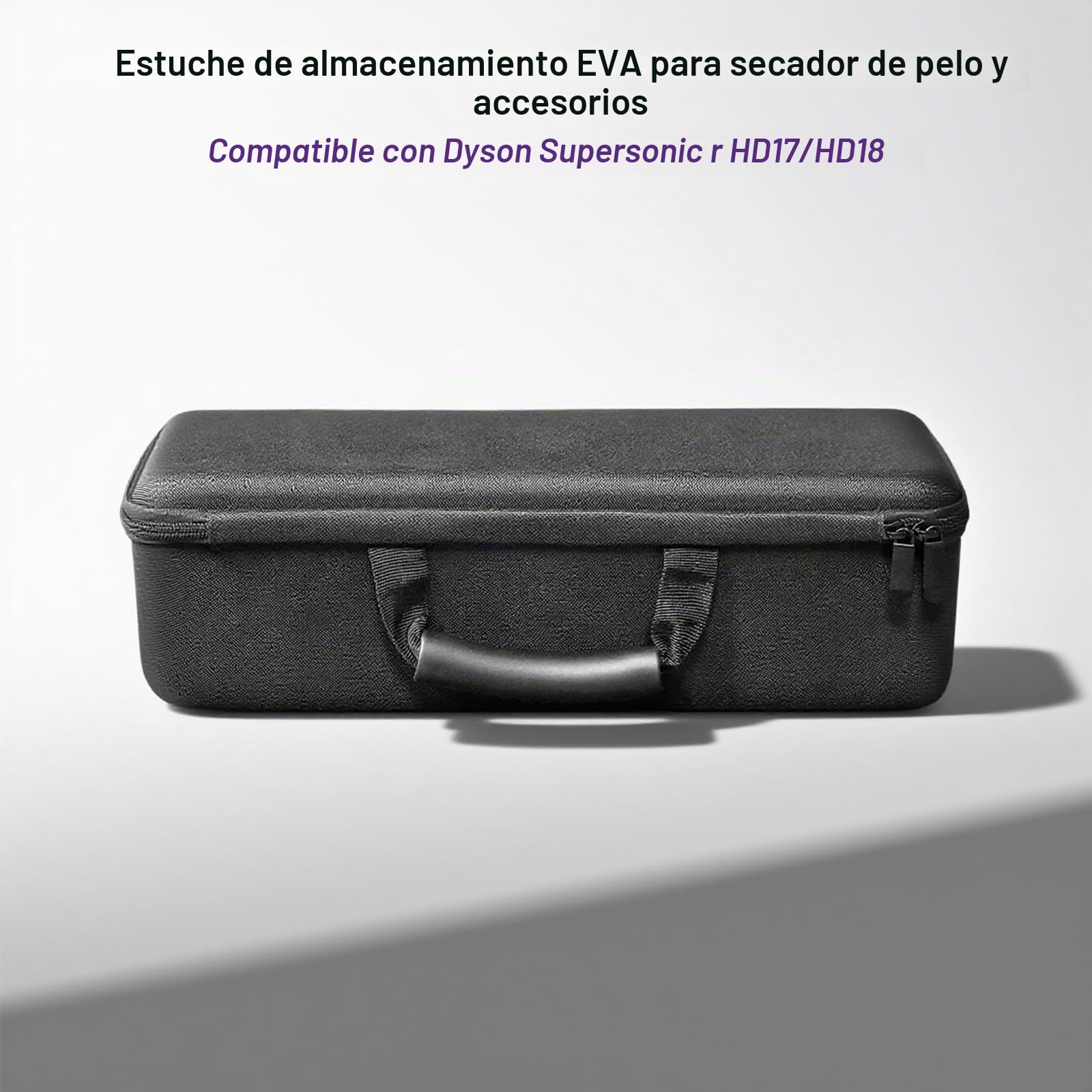 Funda rígida de viaje compatible con secador de pelo Dyson HD17 HD18, bolsa de almacenamiento de EVA para secador de pelo Supersonic R y accesorios