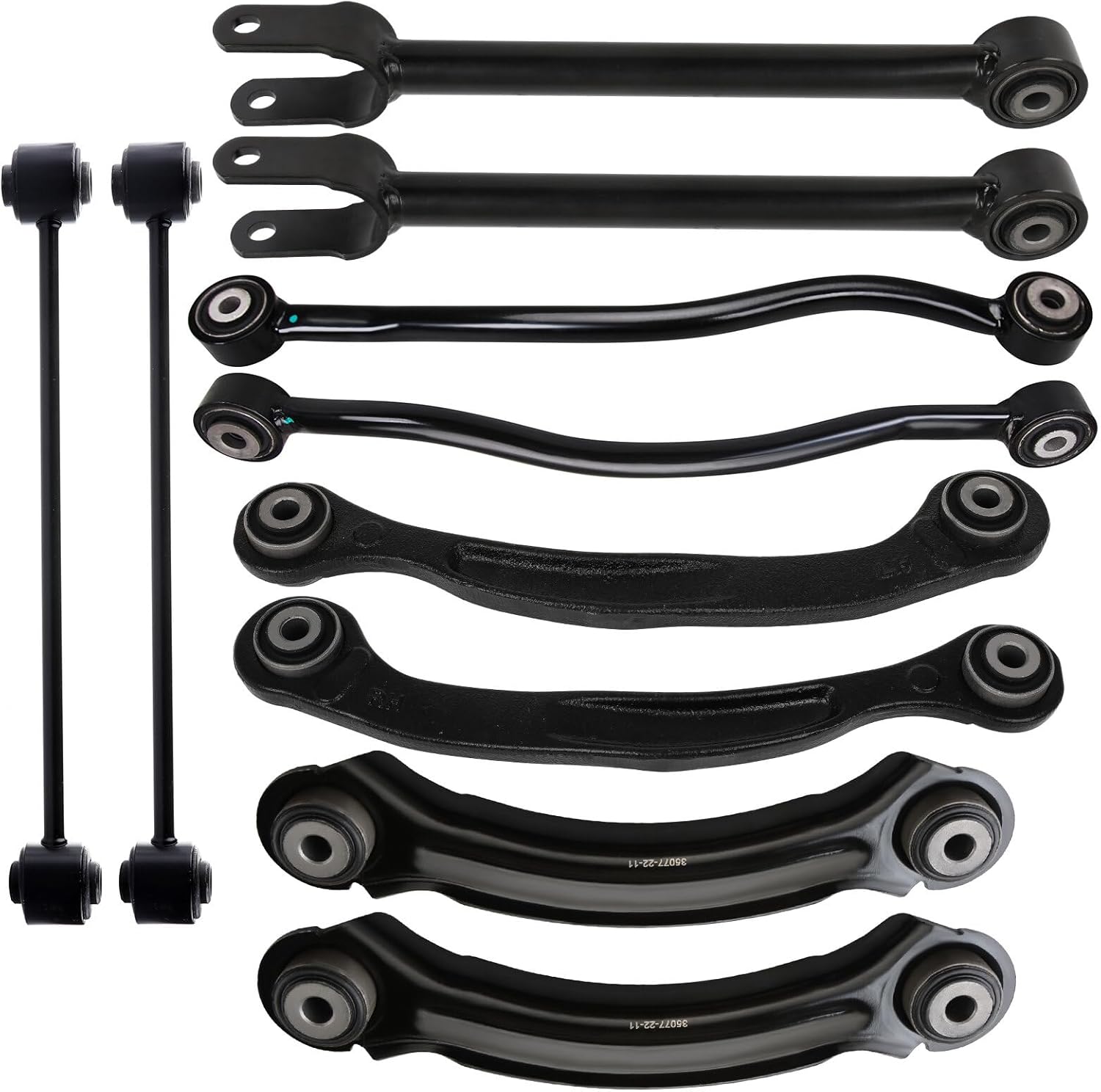 10PC Rear Upper & Lower Rearward Control Arm Upper Forward Control Arm Sway Bar End Link Suspension Kit Compatible with 2005-2016 for Chrysler 300 2006-2016 for Dodge Charger