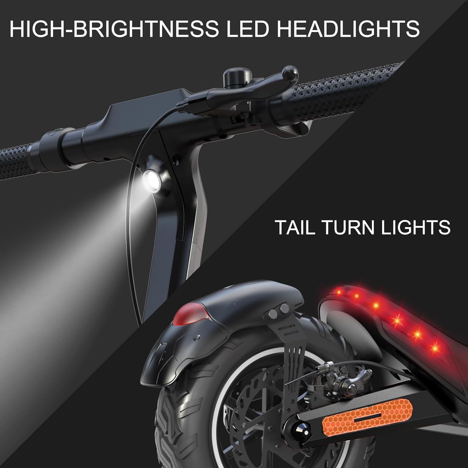 NANROBOT C1 Electric Scooter showing LED headlights and tail turn lights