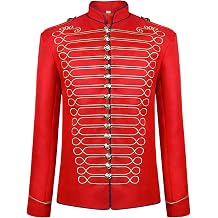 Sxiwei Mens Marching Band Drummer Military Jacket Parade Gothic Outerwear Cosplay Performance Outfits