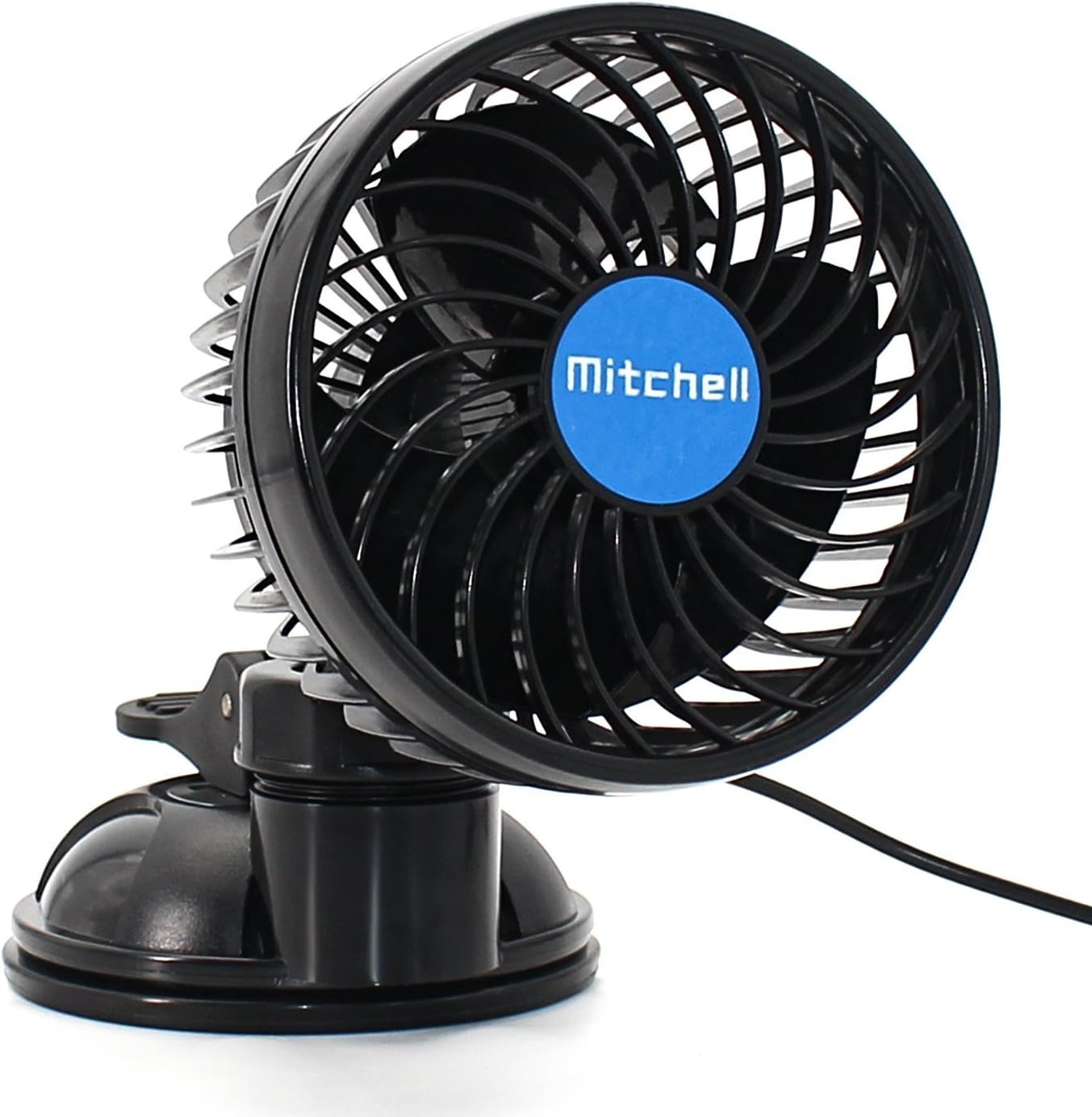 Wuao 12V 6 inch Car Cooling Fan Automobile Vehicle Adjustment Suction Cup Fan Powerful Quiet Ventilation Electric Fans with Suction Cup & Cigarette Lighter Plug for Car/Vehicle