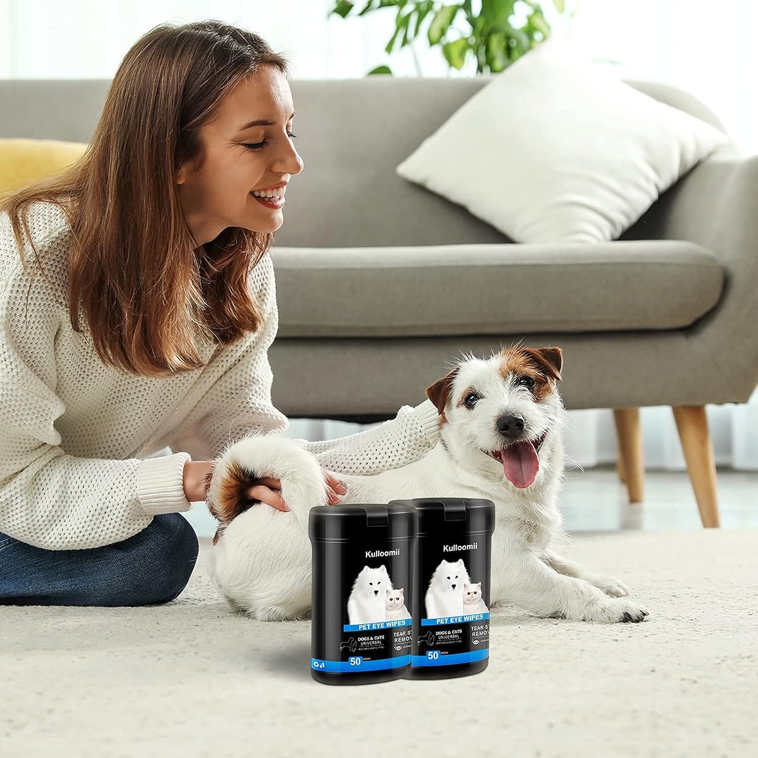 kulloomii Dog Eye Wipes,Cat Dog Eye Cleaner,Pet Tear Stain Remover Wipes,Pet Eye Large Wipes,100 Wipes (Pack of 2), Unscented Gentle Removes Dirt Crust and Discharge for Dogs Cats Puppies & Kittens : Pet Supplies