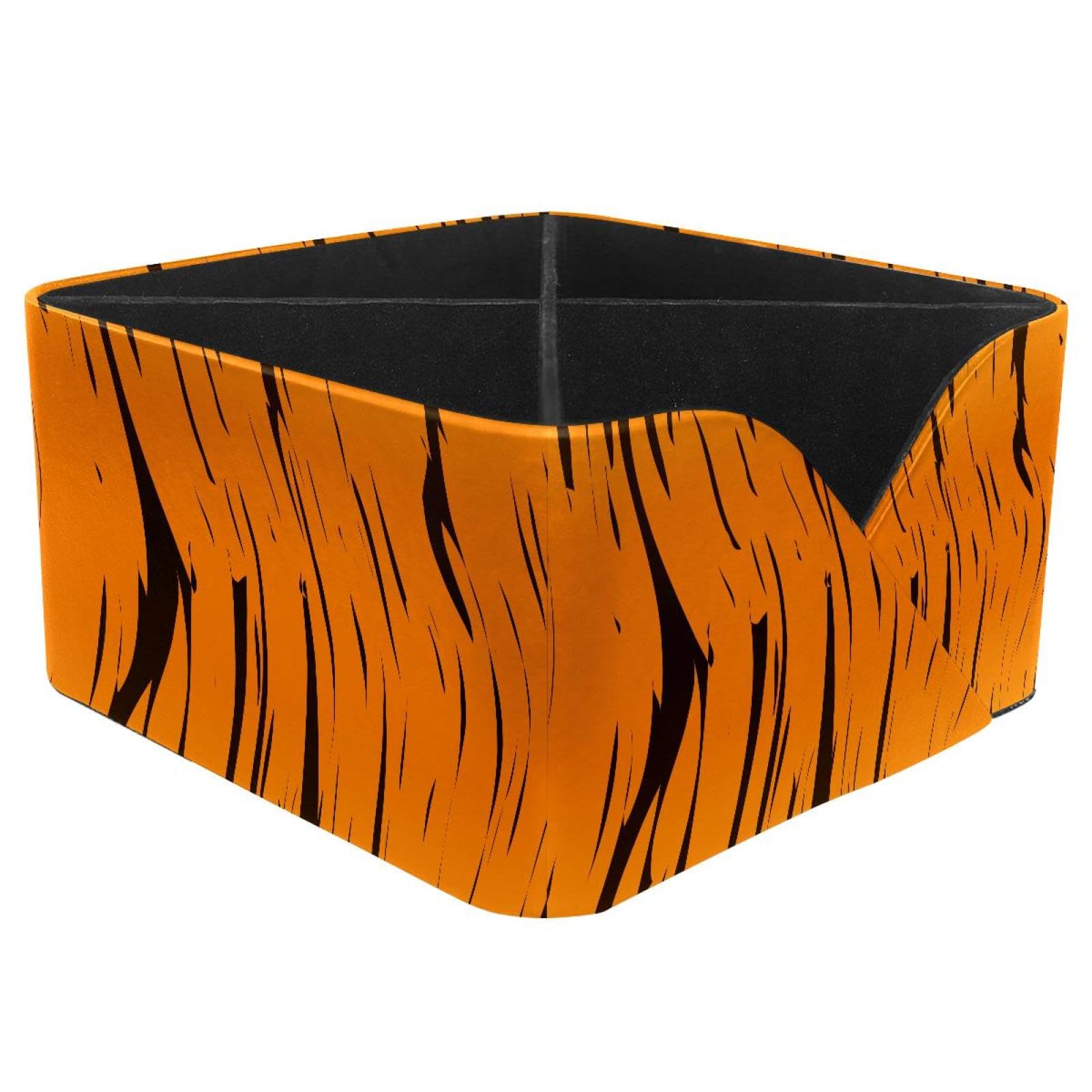 KengjuTesu Tiger Skin Texture Desktop Organizer Pen Holder, Rectangular Pencil Cup for Office, Study and Makeup Stations