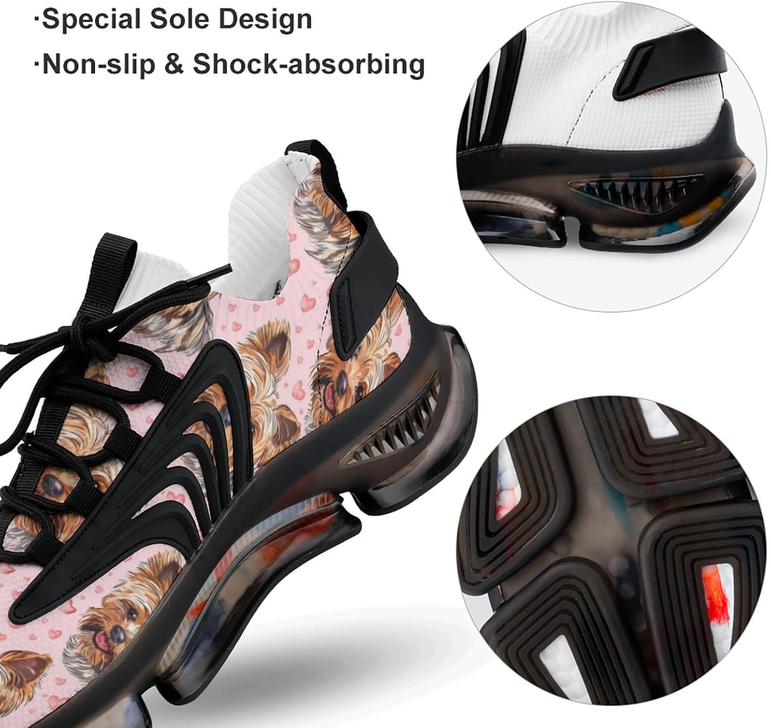 Cute Yorkie Dog Printed Women's Sneaker Lightweight Running Shoe Tennis Shoes