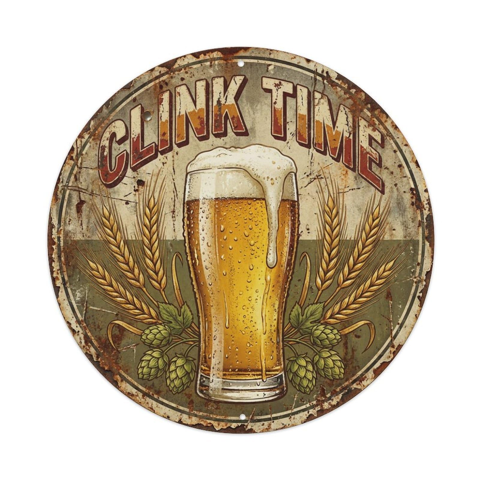 Fyrn Style Metal Tin Sign Vintage Beer Hops Clink Time Retro Bar For Pub