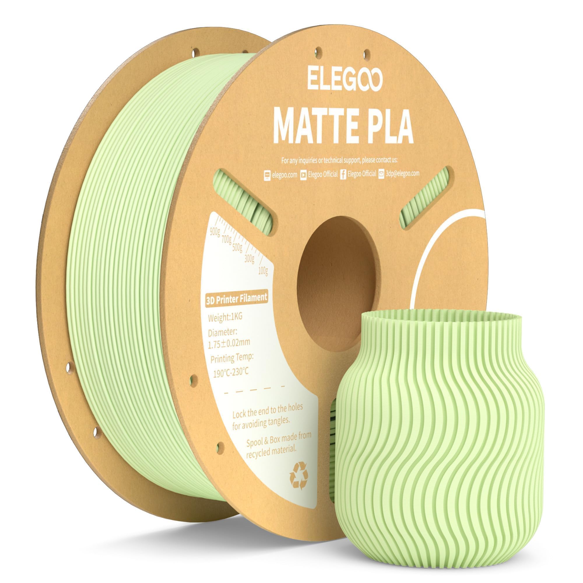 ELEGOO Matte PLA Filament Mint Green 1KG, 1.75mm 3D Printer Filament Dimensional Accuracy +/- 0.02mm, 1kg Carboard Spool (2.2lbs) for Most FDM 3D Printers (B0CFV5MQKR) Amazon Price History, Amazon Price Tracker