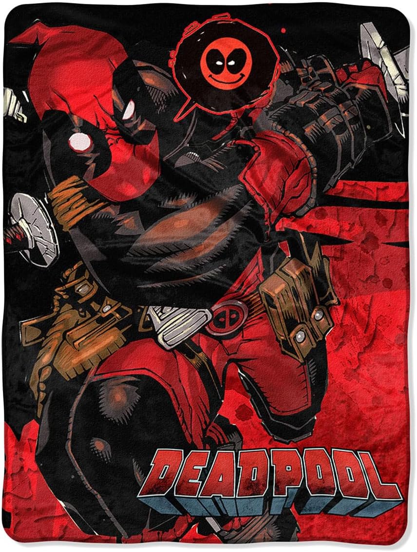 NORTHWEST Marvel Deadpool Say Deadpool!! Quote Bubble Character Super Plush Throw Blanket (46" x 60") 117cm x 152cm