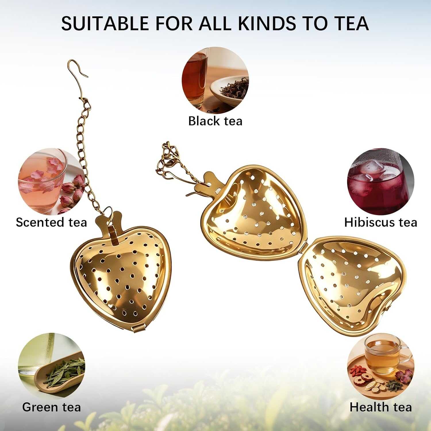 30 Pcs Stainless Steel Tea Strainer Ball Infuser Loose Leaf Steeper Interval Diffuser Heart Shape Mesh Filters with Extended Chain Hook for tea party Seasonings Cup Bottle
