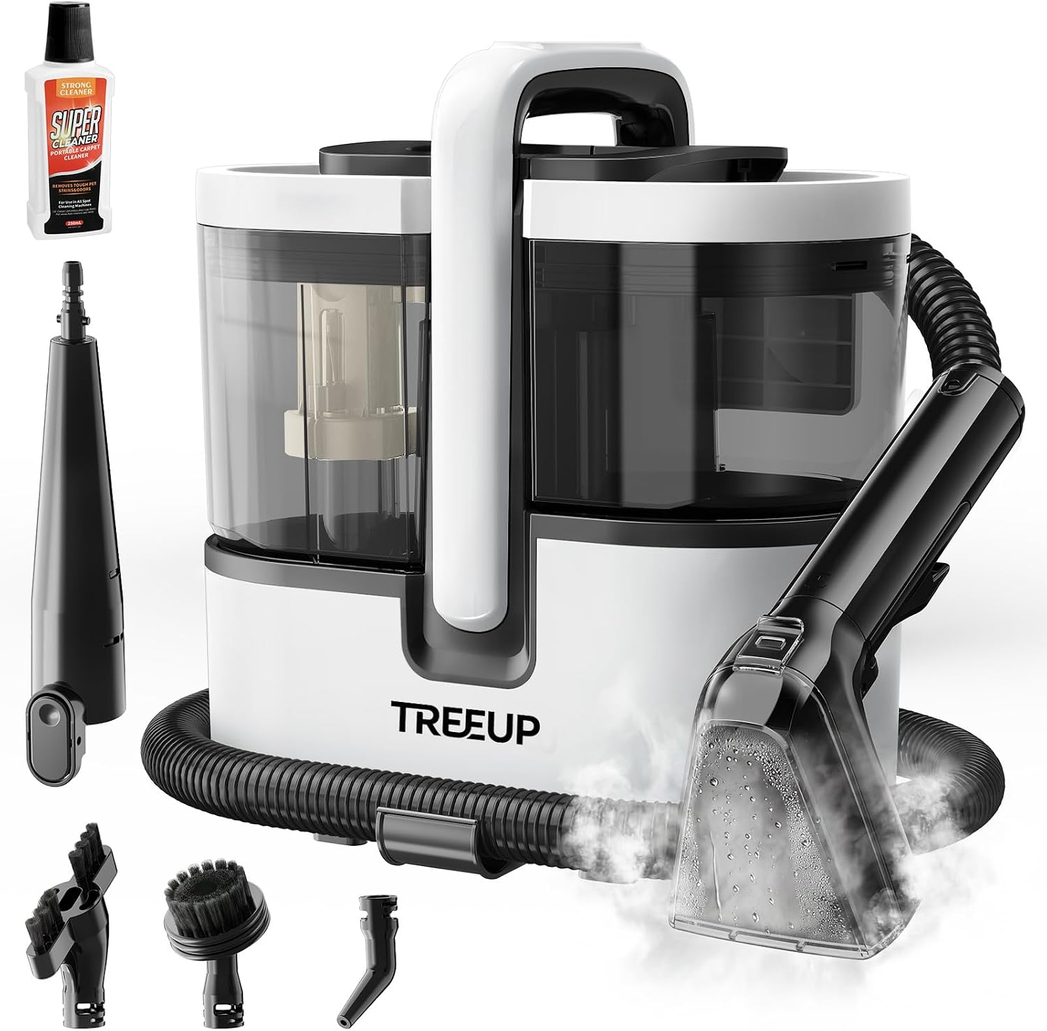 Portable Steam Carpet Cleaner Machine with 4 Tools Ideal for Furniture, Rug, Pets, Couch
