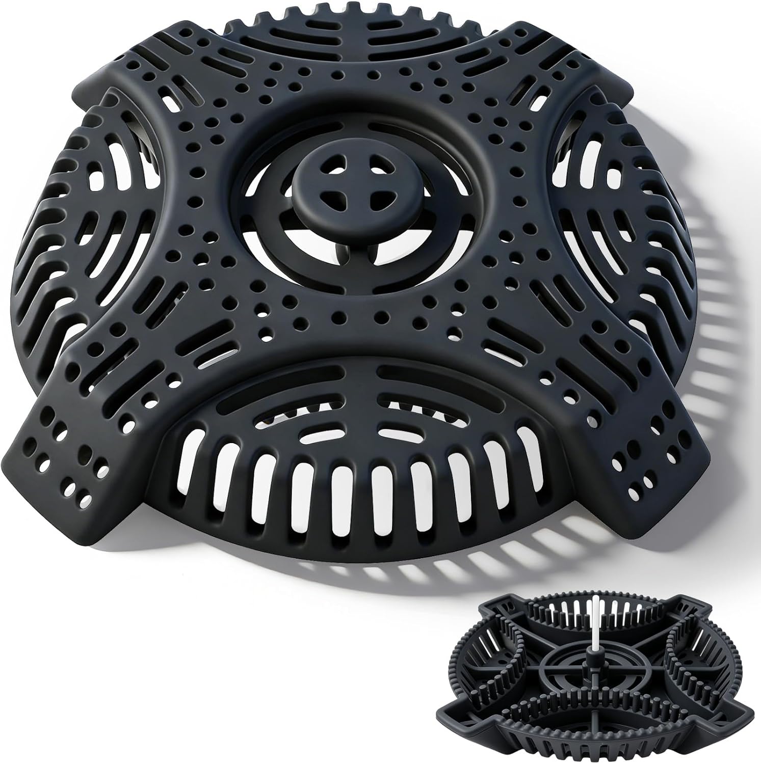 Stairwell & Basement Floor Drain Cover, Patio Outdoor Drain Defense with Integrated Column Filter, Traps Leaves, Twigs & Small Debris, Step-On Safe Design, Tool-Free Installation
