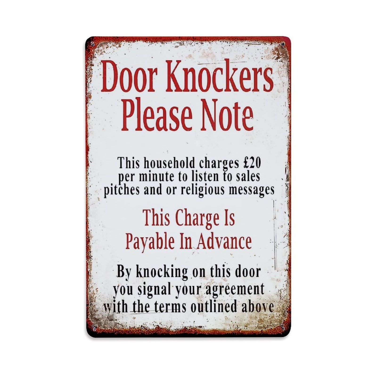 Bliveurn Vintage Door Knockers Please Note Sign Retro Metal Tin Sign, Metal Poster For Home, Gaming Room, Studio Workshop,Bar,Garage Wall Art Decor 8X12 Inch