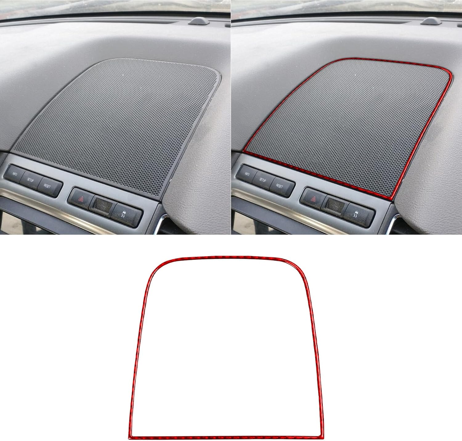 Compatible with Ford Taurus SE/SEL/Limited/SHO 2010 2011 2012 2013 2014 2015 2016 2017 2018 2019 Real Carbon Fiber Car Dashboard Central Loudspeaker Frame Sticker Interior Accessories Red