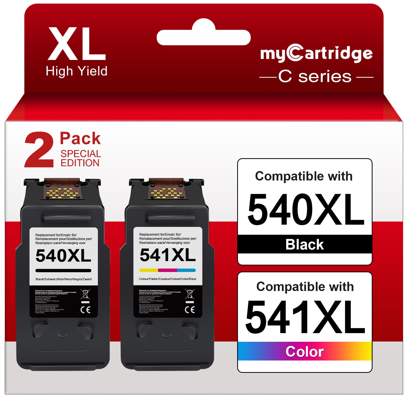 MYCARTRIDGE PHOEVER PG-540 CL-541 540XL 541XL Multipack Ersatz für Canon Druckerpatronen 540 541 XL,für Canon TS5150 Druckerpatronen für Pixma MG3650S TS5151 TS5100 MG3650（2-Pack