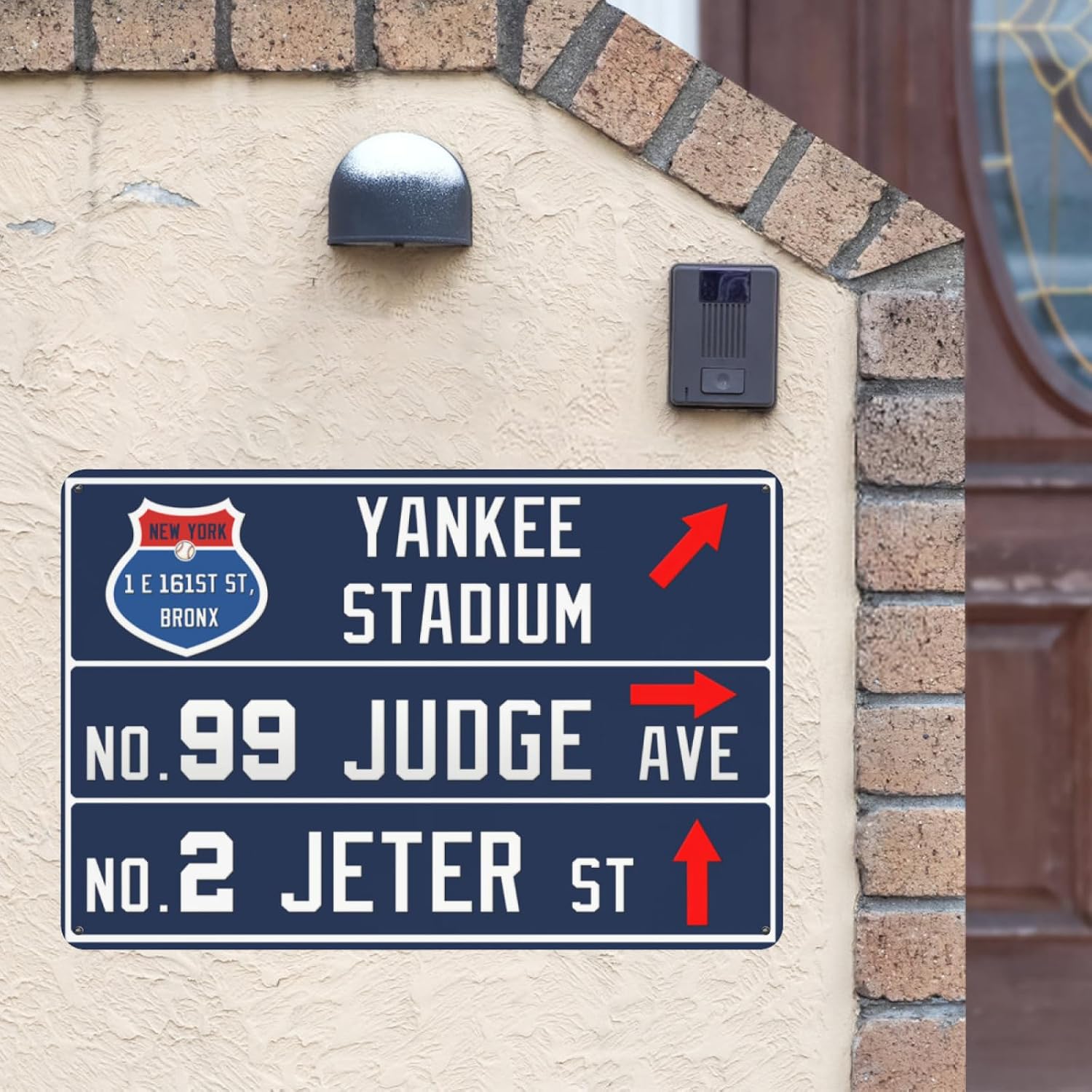12” x 8” Yankee Wall Decor Art Poster, New York NY Baseball Metal Tin Sign, Yankee Gifts for Boys Men Home Room Decor