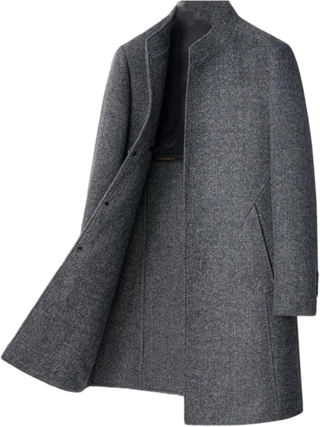 Elegant Double Face Woolen Jacket Solid Wool Trench Coat Men's Winter Clothing