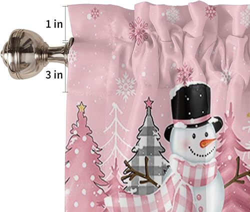 Miniatura 5 de Cenefas de Navidad para ventanas de cocina, cortina de ventana con bolsillo para barra de árbol de Navidad, bosque de invierno, color rosa, 54