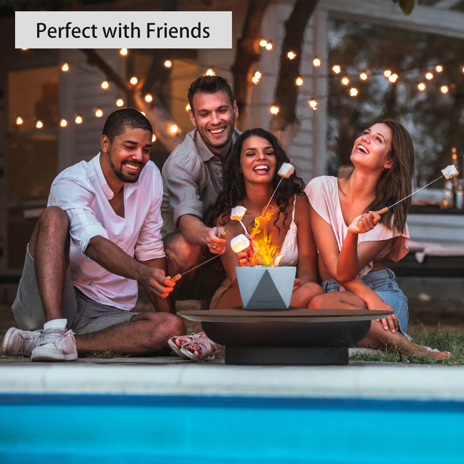 Mavalzy Tabletop fire Pit, Table top Rubbing Alcohol Fireplace Mini Smokeless Indoor Outdoor Fire Pit Portable Fire Concrete Bowl Pot Fireplaceï¼ˆSquareï¼‰