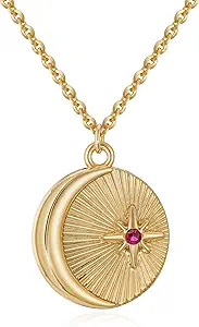 Fettero Dainty Necklaces for Women - 14K Gold Plated Delicate Moon Crescent Pendant Necklace Charm Gold Necklace Jewelry for Women