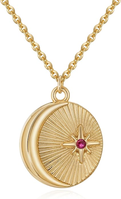 Fettero Dainty Necklaces for Women - 14K Gold Plated Delicate Moon Crescent Pendant Necklace Charm Gold Necklace Jewelry for Women