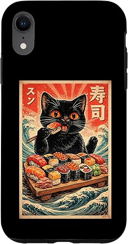Cute Kawaii Sushi Cat Funny Japanese Cat Eating Sushi Case for iPhone XR