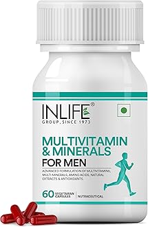 INLIFE Multivitamin for Men with Biotin Ginseng Ashwagandha Zinc Magnesium Vitamin D3 B12 & Minerals Amino Acids Antioxidants | 60 Capsules (Pack of 1, 60) (Pack of 1)