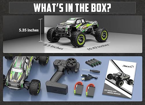 Miniatura 6 de RACENT Camión RC a escala 116, todo terreno, 30 MPH de alta velocidad, 4WD, vehículo eléctrico de 2.4 GHz, a control remoto, impermeable, con dos