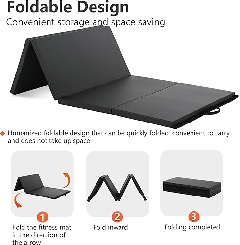 Miniatura 3 de Tapete de yoga grueso de 2 pulgadas para gimnasio en casa, ejercicio, gimnasia, volteras, pilates, equipo de danza, tapete de juego de espuma Negro