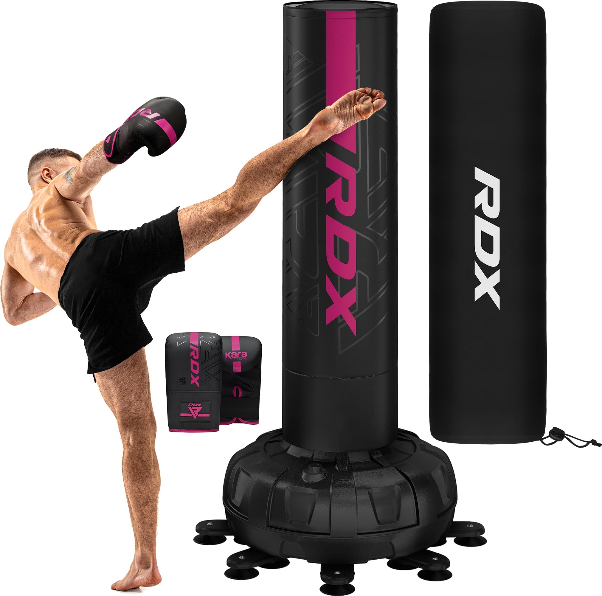 RDX XXL 330LBS Freestanding Punching Bag with Cover &amp; Gloves – 72” Adult Heavy Pedestal Punch Bag Set - 17 Suction Cup 8 Extended Legs Stand Base - Kick Boxing MMA Home Gym Fitness