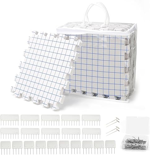 Miniatura 8 de Yrangee Alfombrillas de bloqueo para ganchillo, tabla de bloqueo extra gruesa para ganchillo, paquete de 9 alfombrillas de bloqueo de tejido con 100