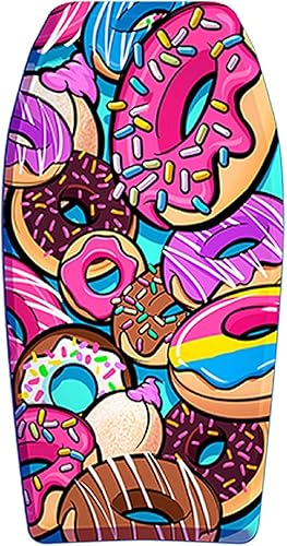 PMU Bodyboard estampado de cupcakes de 33 pulgadas, correa ligera para muñeca, parte inferior lisa para playa, mar y piscina, tabla de surf para