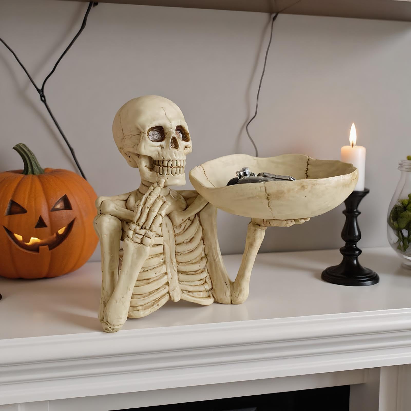 Porta Dolci Halloween Scultura Decorativa Scheletro In Resina