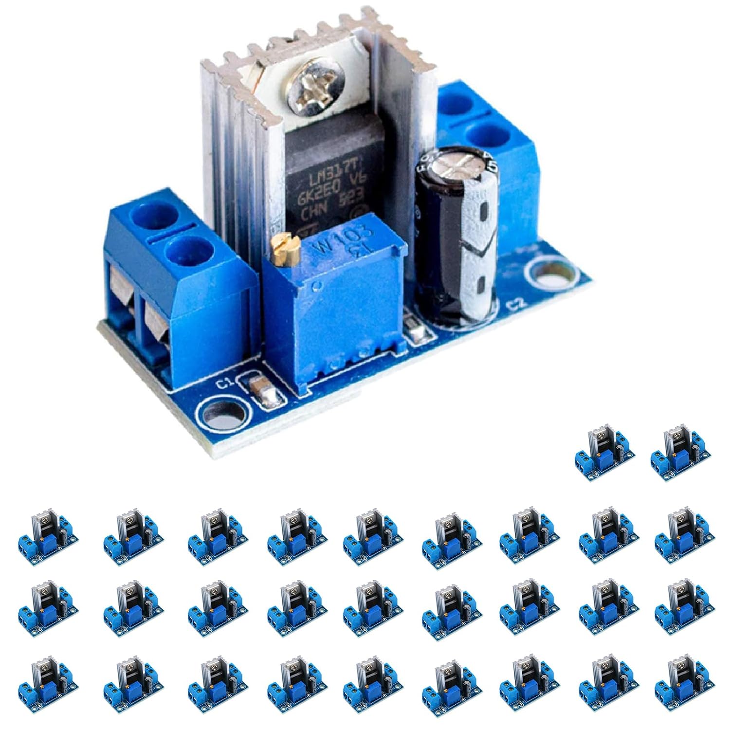30 Packs LM317 DC-DC Circuit Board Module, Linear Regulator, LM317 Adjustable Voltage Regulator Power Supply