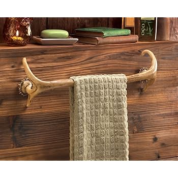 Amazon Com Deer Antler Hunting Lodge Cabin Rustic Decor Bathroom Bath Towel Bar Rack Hook Home Kitchen