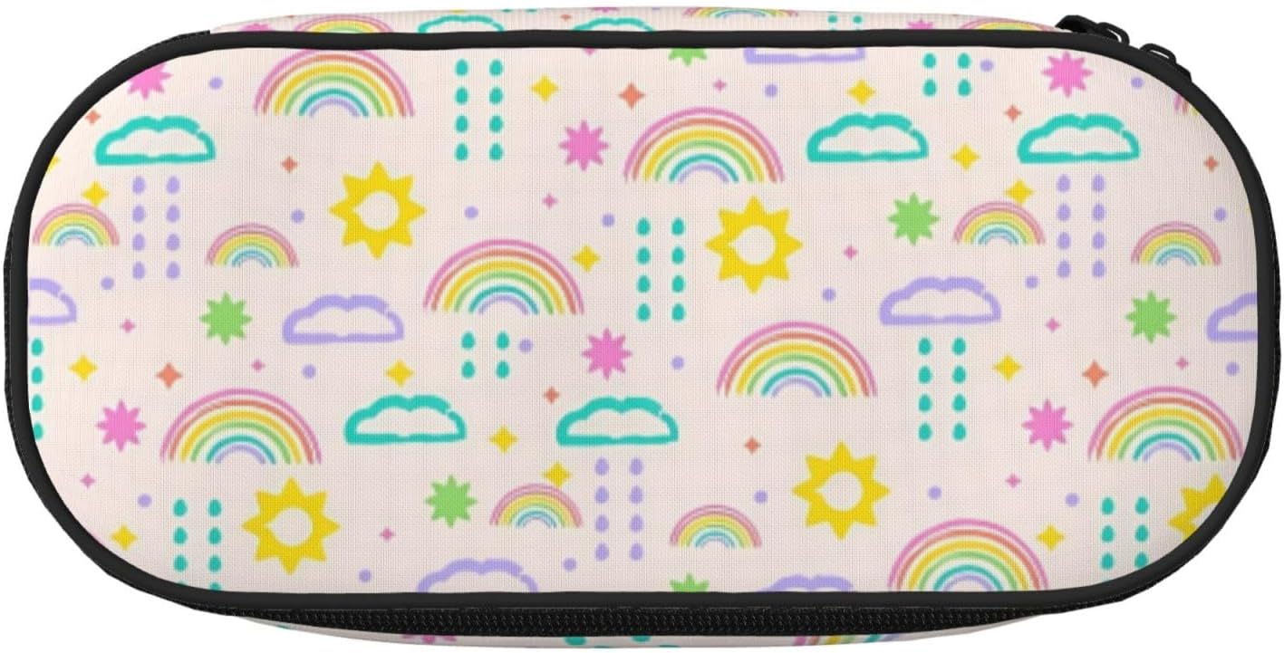 Big Capacity Soft Bag Fashion Multiple Compartment Pockets Fabric Pouch Multifunctional Storage Bag Suitble Daily Travel Office Desktop Sun Rainbow