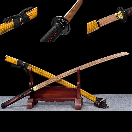 Amazon Co Jp 天然のローズウッドの刃 黄色の木製のサムライの剣と無垢材の鞘 コスプレ用の手作りの刀ディスプレイlaidokendosが装飾を収集 ホビー