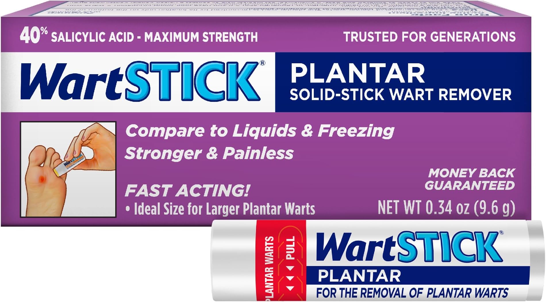 WartStick Plantar Maximum Strength Salicylic Acid Solid-Stick Plantar Wart Remover, 0.34 Oz
