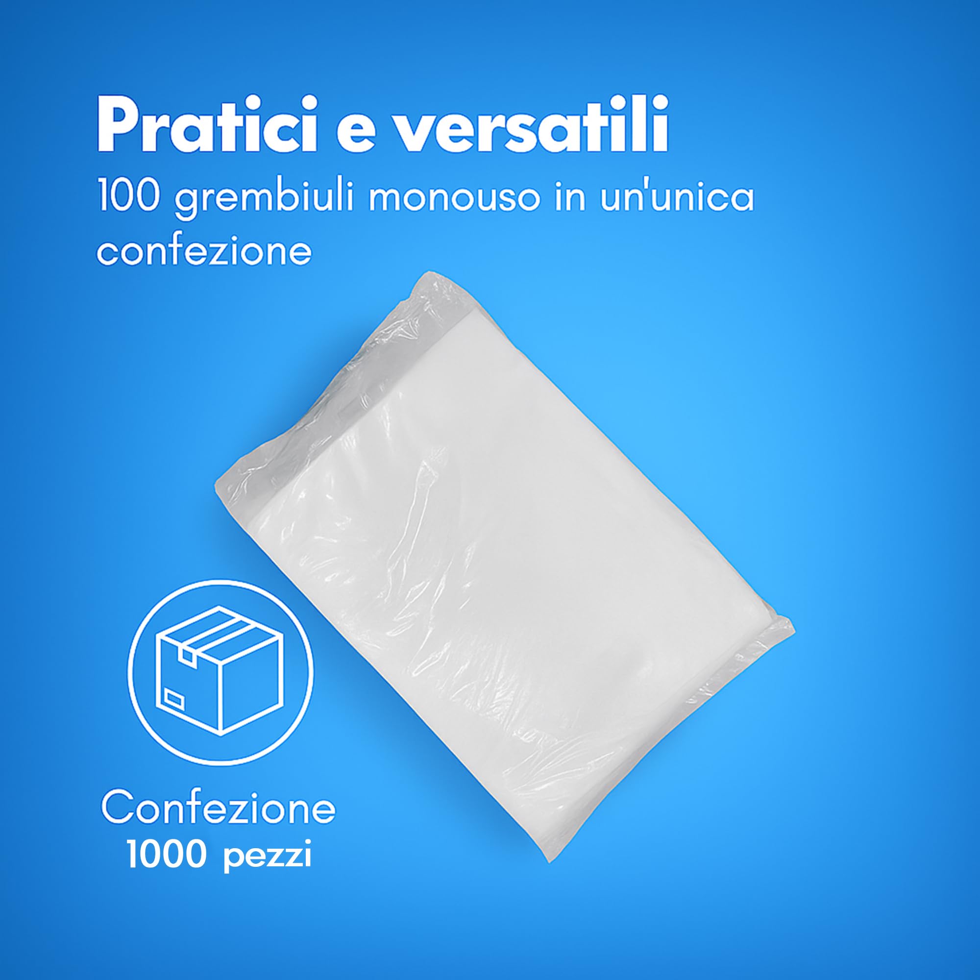 GM Grembiule Monouso in LDPE Bianco 110×70 cm, Impermeabile, Superficie Goffrata, Latex Free, per Cucina e Uso Professionale