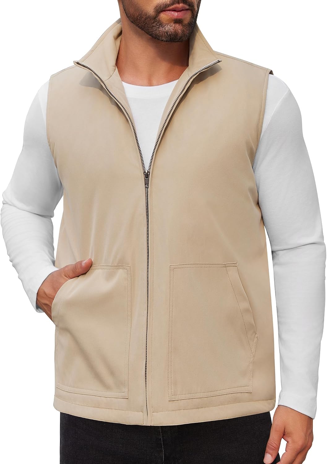 COOFANDY Men's Casual Outerwear Vest Lightweight Zip Up Sleeveless Jacket Outdoor Work Hiking Travel Golf Vest with Pockets