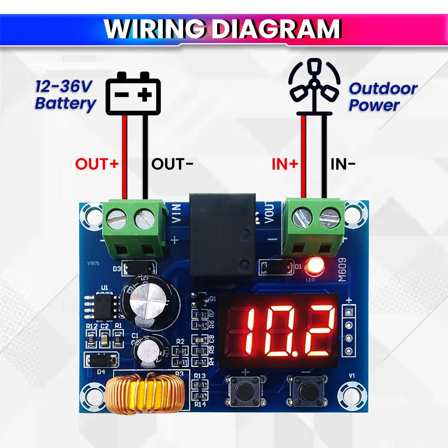 amiciSolar DC 12V-36V Charger Module – Under Voltage & Over-Discharge Battery Protection | Adjustable Cut-Off | Smart Battery Management - Image 3 thumbnail