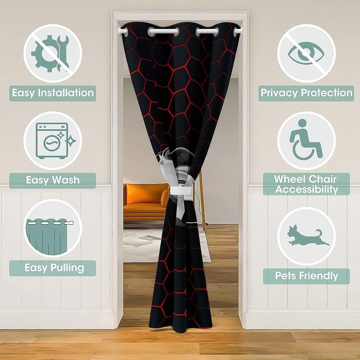 jejeloiu Race Car Closet Cover 42"x84" Kids Speed Sports Car Room Divider Curtain Cover for Boys Honeycomb Geometric Extreme Sports Racing Door Curtain for Doorway Privacy 30%-50% Blackout Shades
